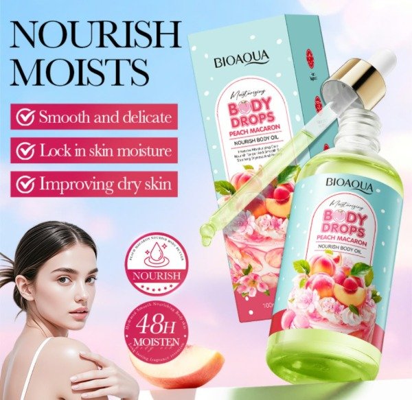 Producto - Aceite Corporal Nutritivo Drops Peach Macaron Bioaqua 100 ml