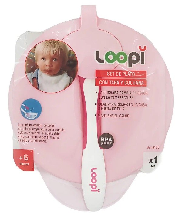 Producto - Plato Bowl Con Tapa Y Cuchara Para Bebes Pure Comida Loopi