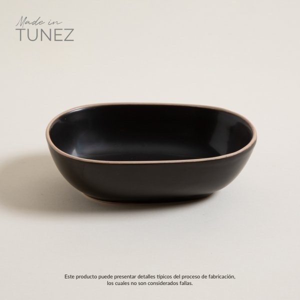 Producto - BOWL ZARZIS NEGRO CON BORDE NATURAL 18.5X13.5 CM