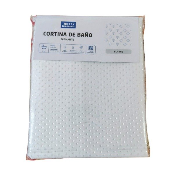 Producto - Cortina de baño de teflón diamantes blancos - 1