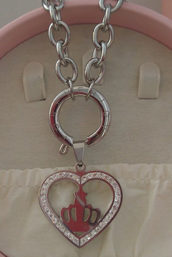 Producto - Conjunto CORONA cadena + dije corazon corona piedras