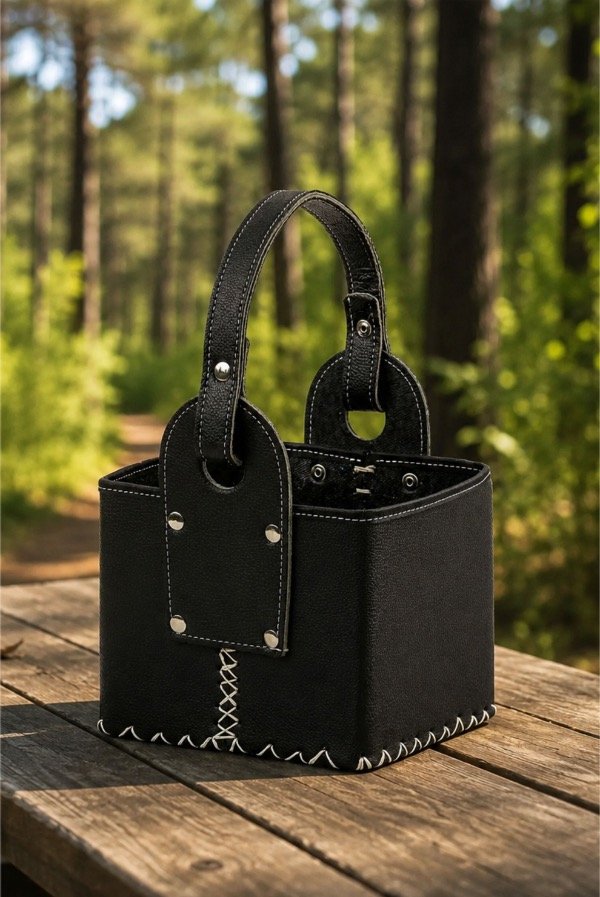 Producto - CANASTA MATERA  ECOCUERO REFORZADA PREMIUM - NEGRO