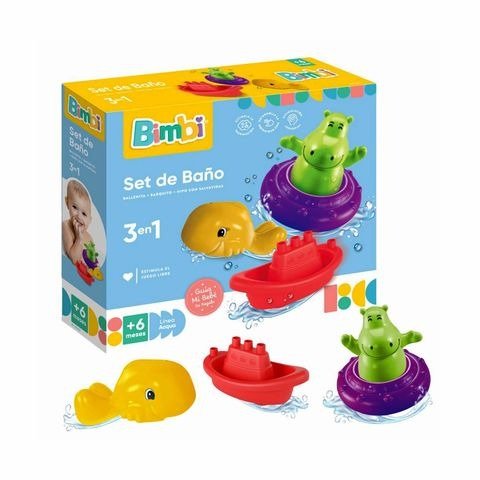 Producto - SET DE JUGUETES PARA EL BAÑO X3 EN CAJA 28X25X7CM BIMBI