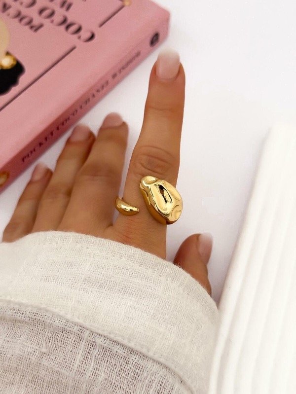 Producto - Anillo Regulable Piedra CHUNKY Acero Dorado