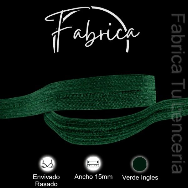 Producto - Envivado o Elástico Partido Verde Inglés 15mm nylon (1 metro)