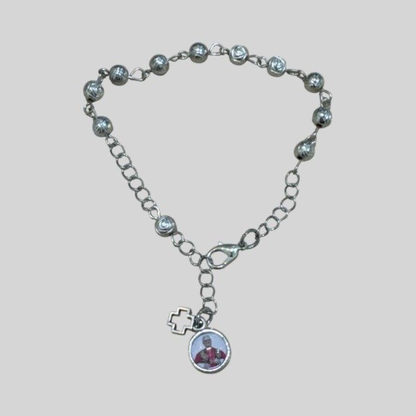 Producto - DECENARIO PERLAS ROSAS ACERO PAPA LEON XIV (SALVE REGINA)