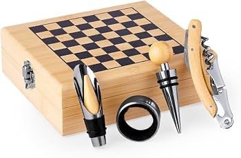 Producto - Set de vino ajedrez Bambu