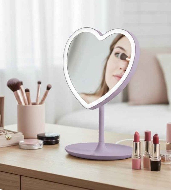 Producto - Espejo con luz led tactil Corazon a pilas Suono