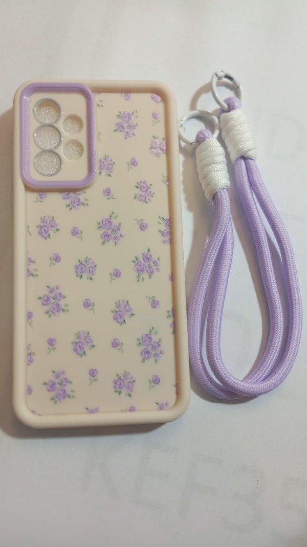 Producto - Funda de silicona con diseño + strap Lila para Samsung A52