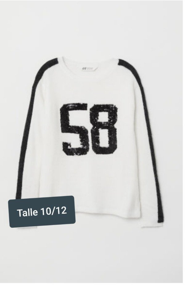 Producto - Sweater lana HyM talle 10/12 blanco lentejuelas