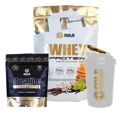 Producto - Combo Whey Protein 2 Lbs, 1 Creatina y 1 Shaker Gold Nutrition
