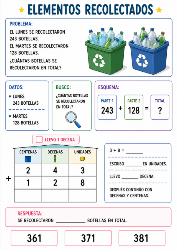 Producto - RESUELVO PROBLEMAS CON CASITAS: SUMAS Y RESTAS DE 2 Y 3 CIFRAS - 17