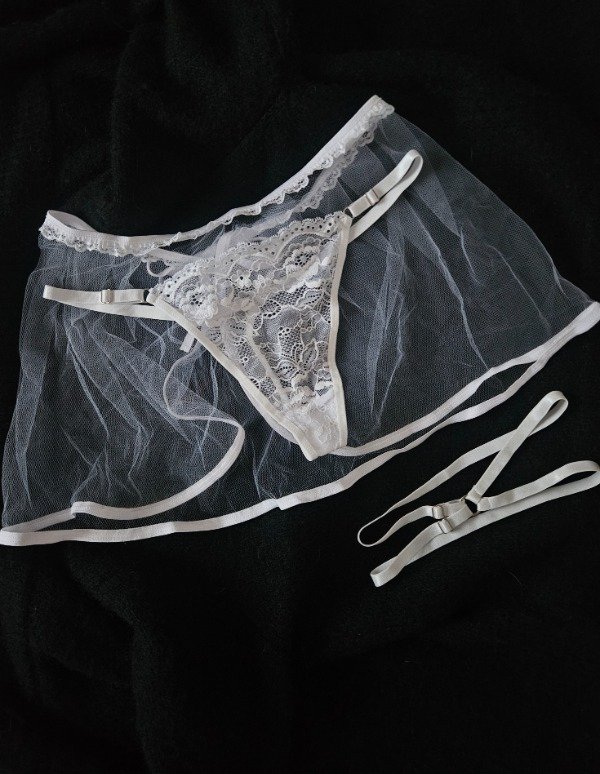 Producto - SET EROTICO BLANCO (A31 B)  POLLERITA + TANGA+ LIGUERO