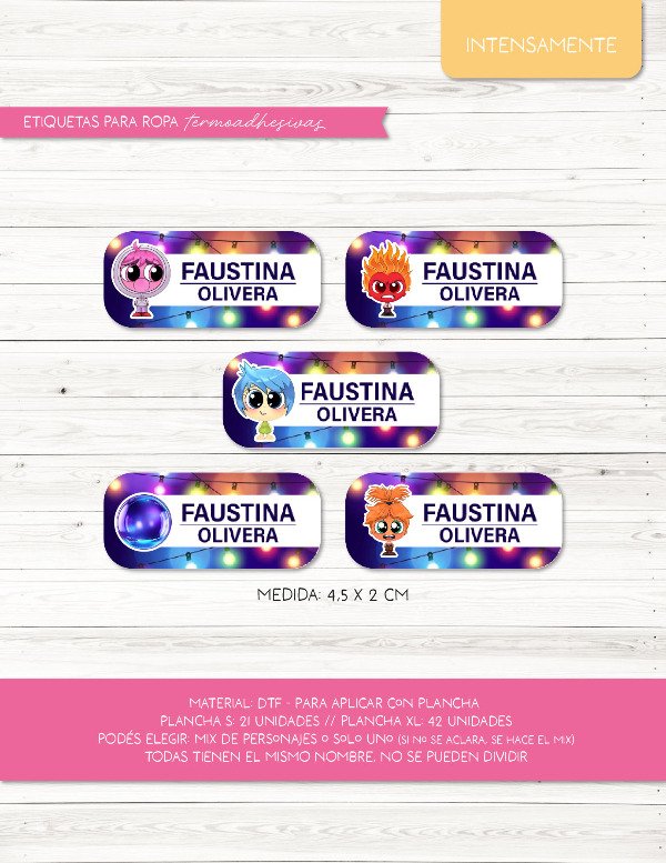 Producto - Etiquetas para ROPA - 07.Intensamente