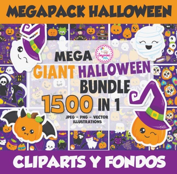 Producto - Kit Cliparts y fondos Halloween Megapack Imagenes Imprimibles #696