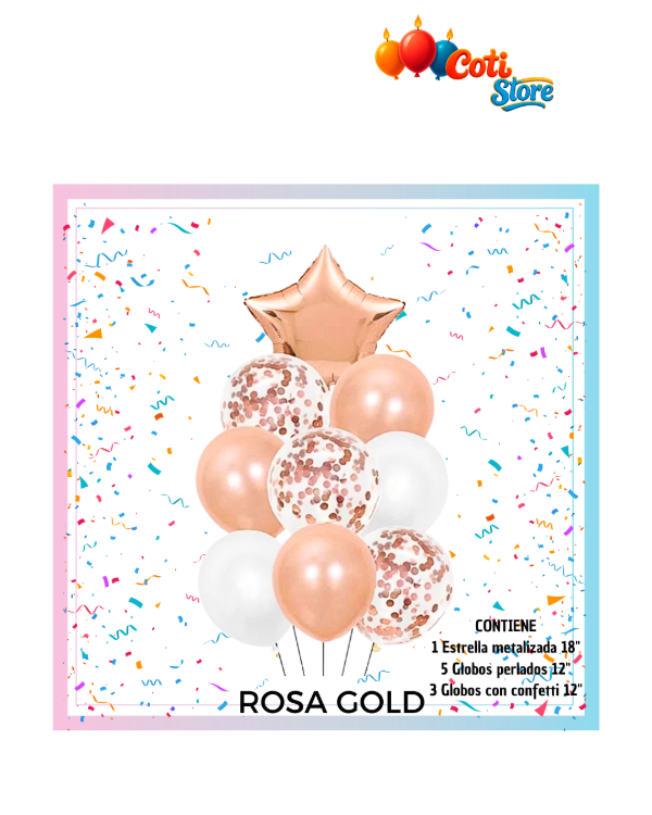 Producto - Set de Globos Estrella Rosa Gold