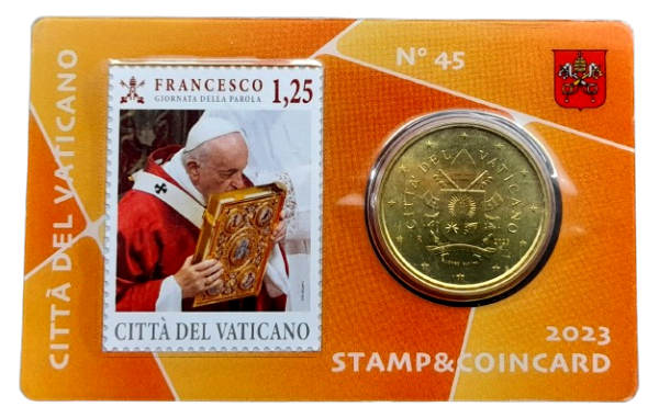 Producto - Vaticano Coin Card Papa Francisco 50 Cent + Estampilla