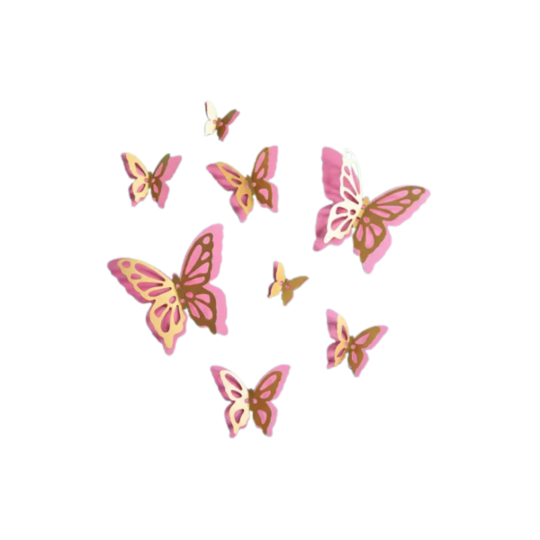 Producto - Mariposa 3D en cartulina color rosa y dorado
