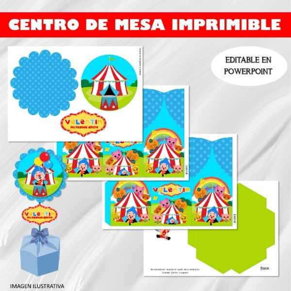 Producto - Kit Imprimible Centro Mesa Hexagonal Plim Plim (Grande) - 0