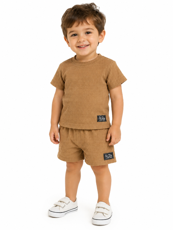 Producto - CONNUNTO WAFLE BEBÉ LISOS SHORT Y REMERA - 0