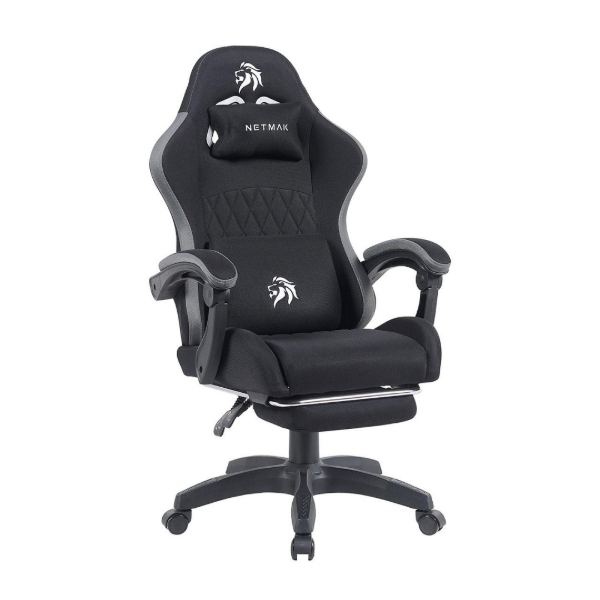 Producto - Silla gamer -apoyabrazos y apoyapies -5 ruedas -respaldo reclinable -2 almohadon