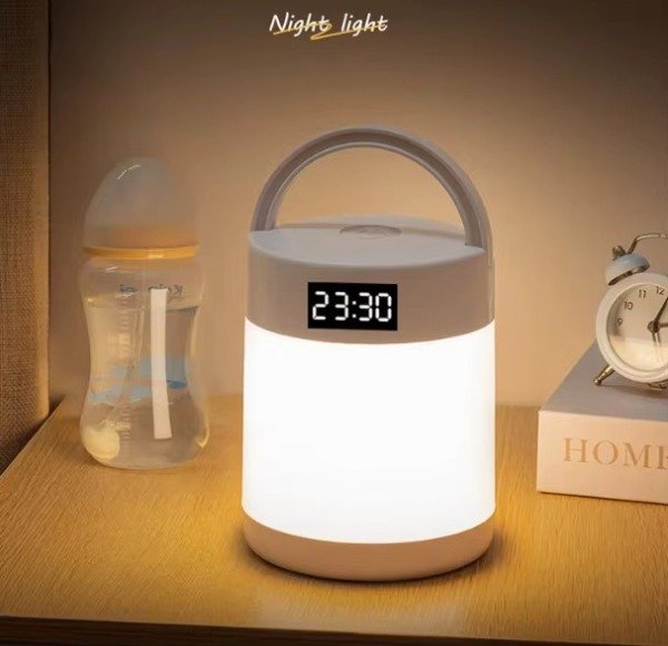Producto - 0702 Velador Lampara Con Reloj Recargable Usb Tactil Ajustable - 0