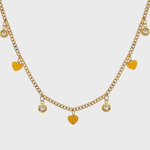 Producto - Collar de acero dorado - Dijes - Corazones