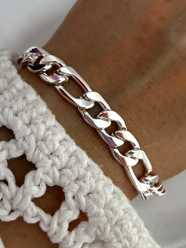 Producto - PB1213 Pulsera plana eslabón 3x1 grosor 2.0 / 2 medidas de largo acero blanco