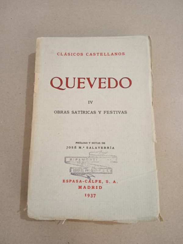 Producto - Obras satíricas y festivas - Quevedo - Espasa Calpe 1937