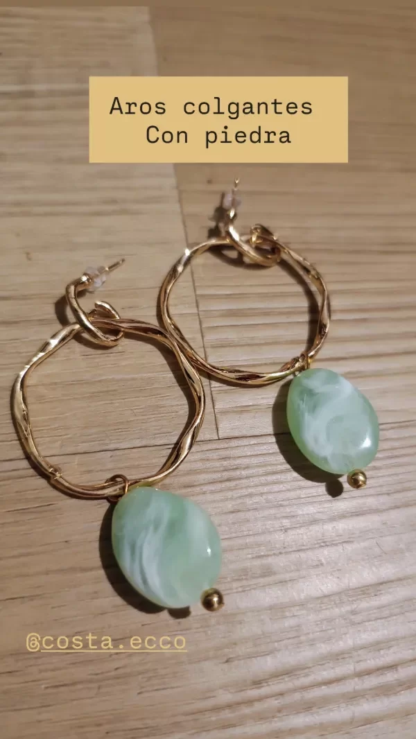 Producto - Aros colgantes con piedra