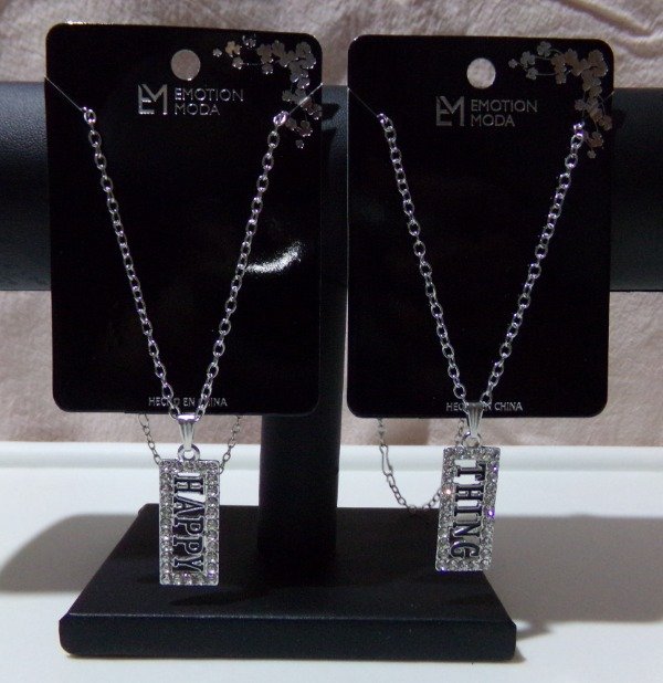 Producto - CONJUNTO CADENITA Y DIJE STRASS PLATEADO C/U