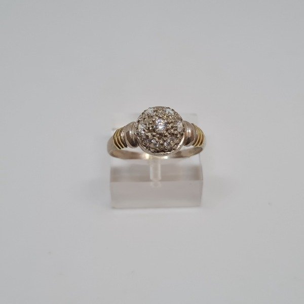 Producto - Anillo Media Bola Blanca con Oro
