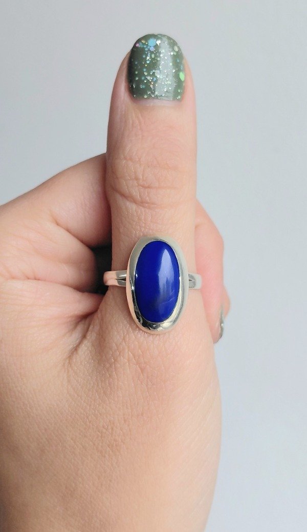 Producto - Anillo de Plata con Piedra Ovalada Varios Colores - 1