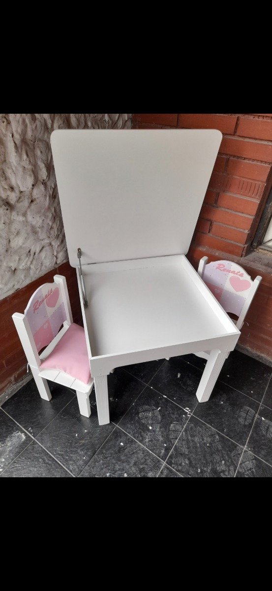 Producto - MESA GUARDAUTILES Y DOS SILLAS TAMAÑO ALTO CON APOYABRAZOS Y ROLLO DE PAPEL - 1
