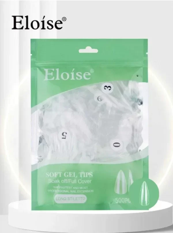 Producto - TIPS SOFT GEL LONG STILETTO X500 UNIDADES ELOISE