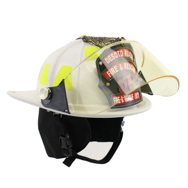 Producto - Casco de incendio LION cuero BLANCO