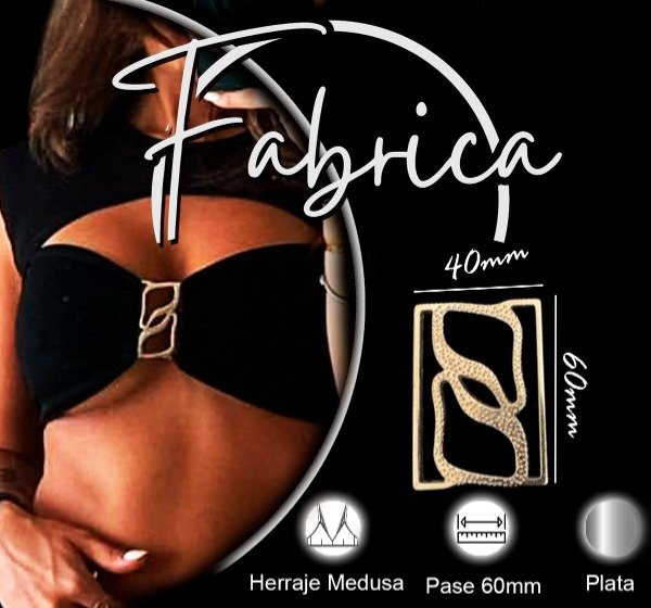 Producto - Herraje aplique malla medusa. Pase: 60mm (1 unidad). Niquel/ Plata