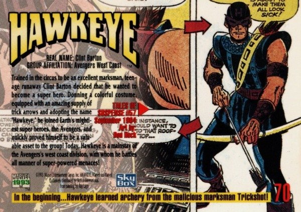 Producto - 1993 SkyBox Marvel Masterpieces #70 - Hawkeye - 1