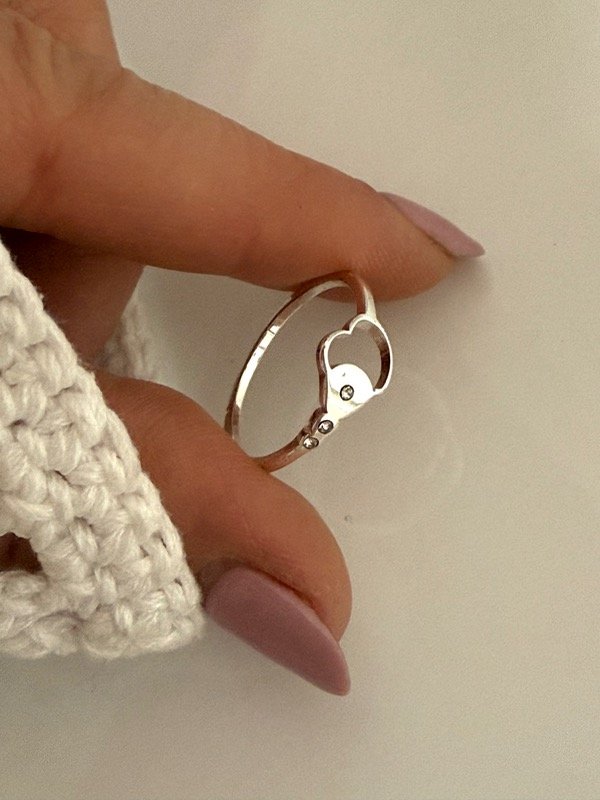 Producto - NB778 Anillo corazón con strass acero blanco