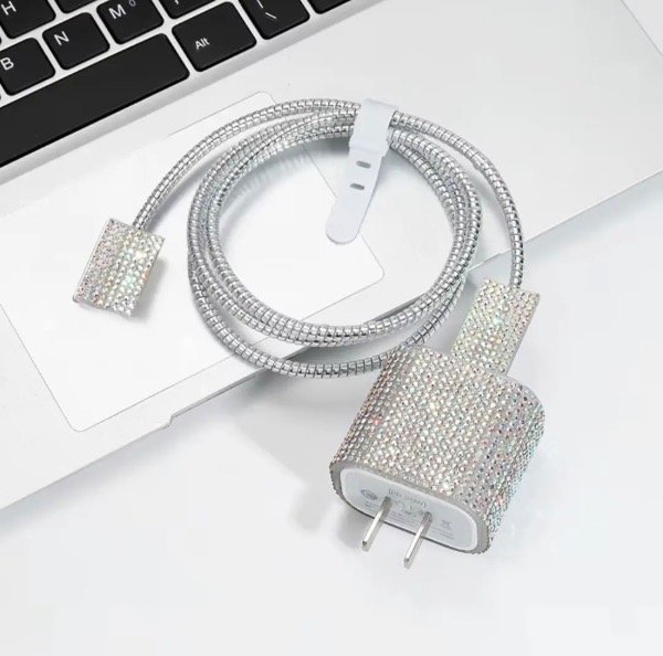 Producto - Protector de cargador 20w strass plateado - 0