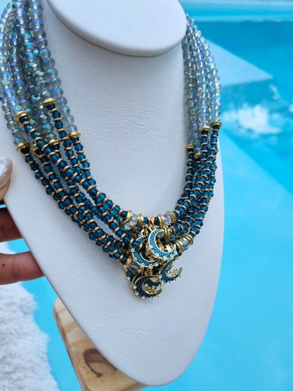 Producto - COLLAR CRISTALES LUNA PETROLEO