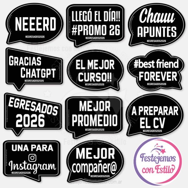 Producto - Photo Props Imprimible Egresados Secundaria Negro y Blanco - 2