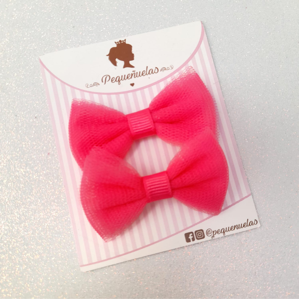 Mini Moños Tul fucsia