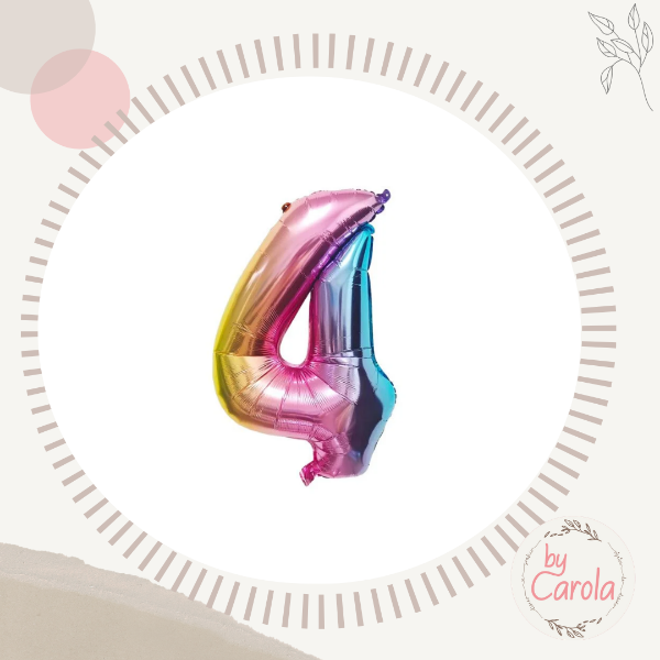 Producto - GLOBO METALIZADO NUMERO CUATRO 16" MULTICOLOR PASTEL