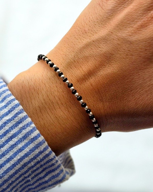 Producto - Pulsera ágata negra plata 925