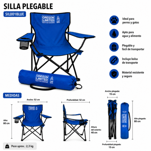 Producto - Pack 2 Sillas Plegables Oregon Camping Playa Con Portavasos - 4