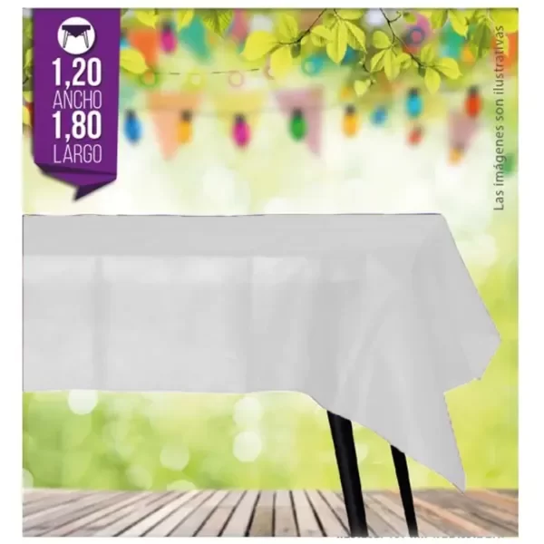 Producto - Mantel de friselina rectangular liso blanco