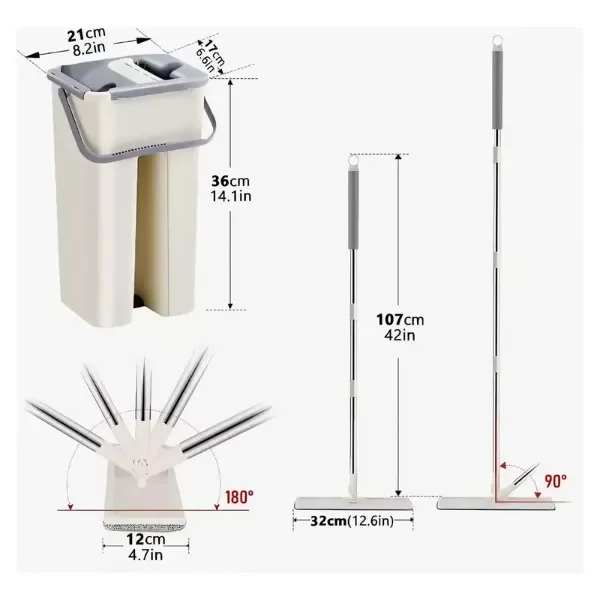 Producto - BE17473 TRAPEADOR  MOPA PLANA CON BALDE ESCURRIDOR MAS 2 REPUESTOS - 4