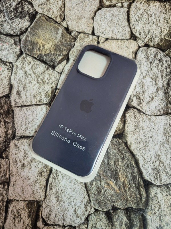 Producto - Funda silicone case con logo Iphone 14 Pro max azul oscuro