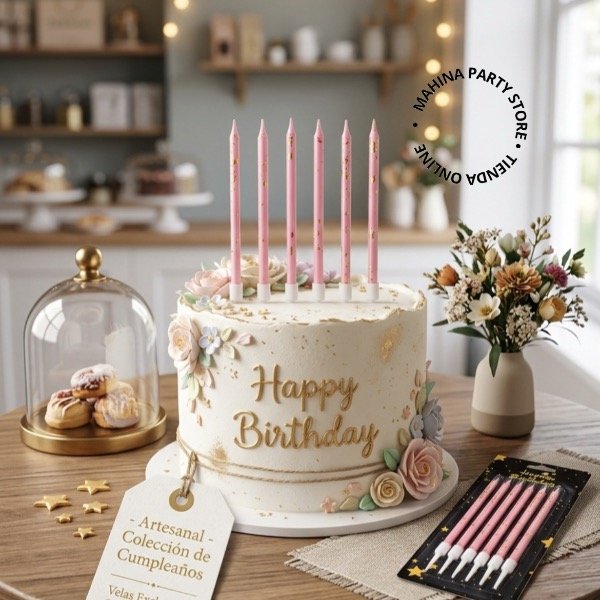 Producto - Velas rosa pastel  marmoladas x 6